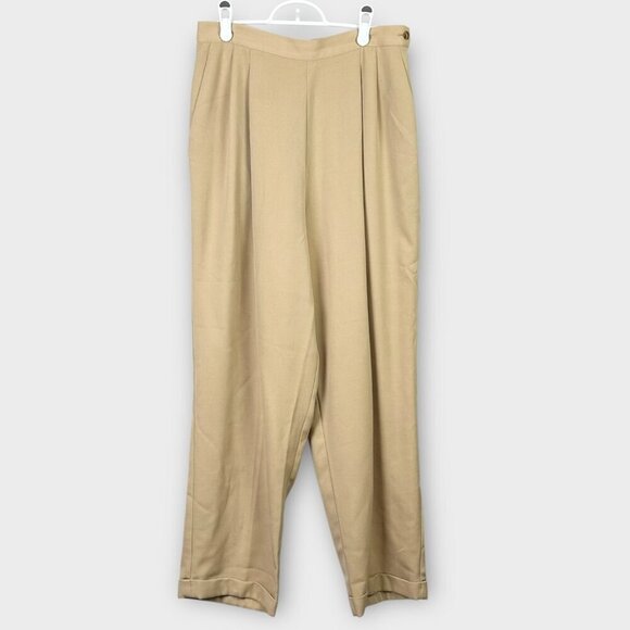 Vintage Marks & Spencer High Rise Pleated Wool Blend Pants Camel - Picture 1 of 10